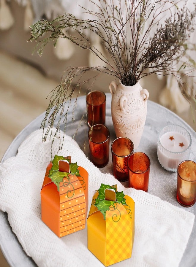 Cholemy 30 Pcs Thanksgiving Fall Treat Boxes Pumpkin Shape Gift Box for Candy Cookie Fall Treat Boxes Containers for Autumn Harvest Thanksgiving Party Favor Decoration, 6 Designs (Classic) - Image 4